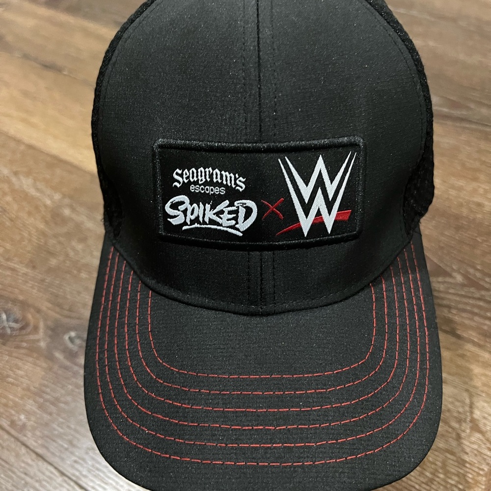 EUC seagrams spiked WWE Trucker mesh Hat black